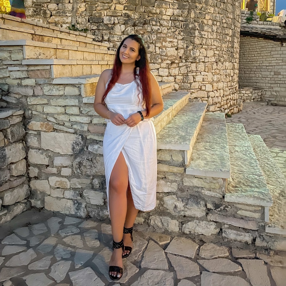 White skirt and crop top set